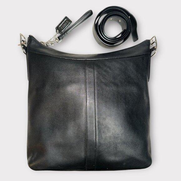 VTG Coach Legacy Slim Gallery Tote 9188 Black Leather Nickel Convertible Bag Y2K - Picture 4 of 8